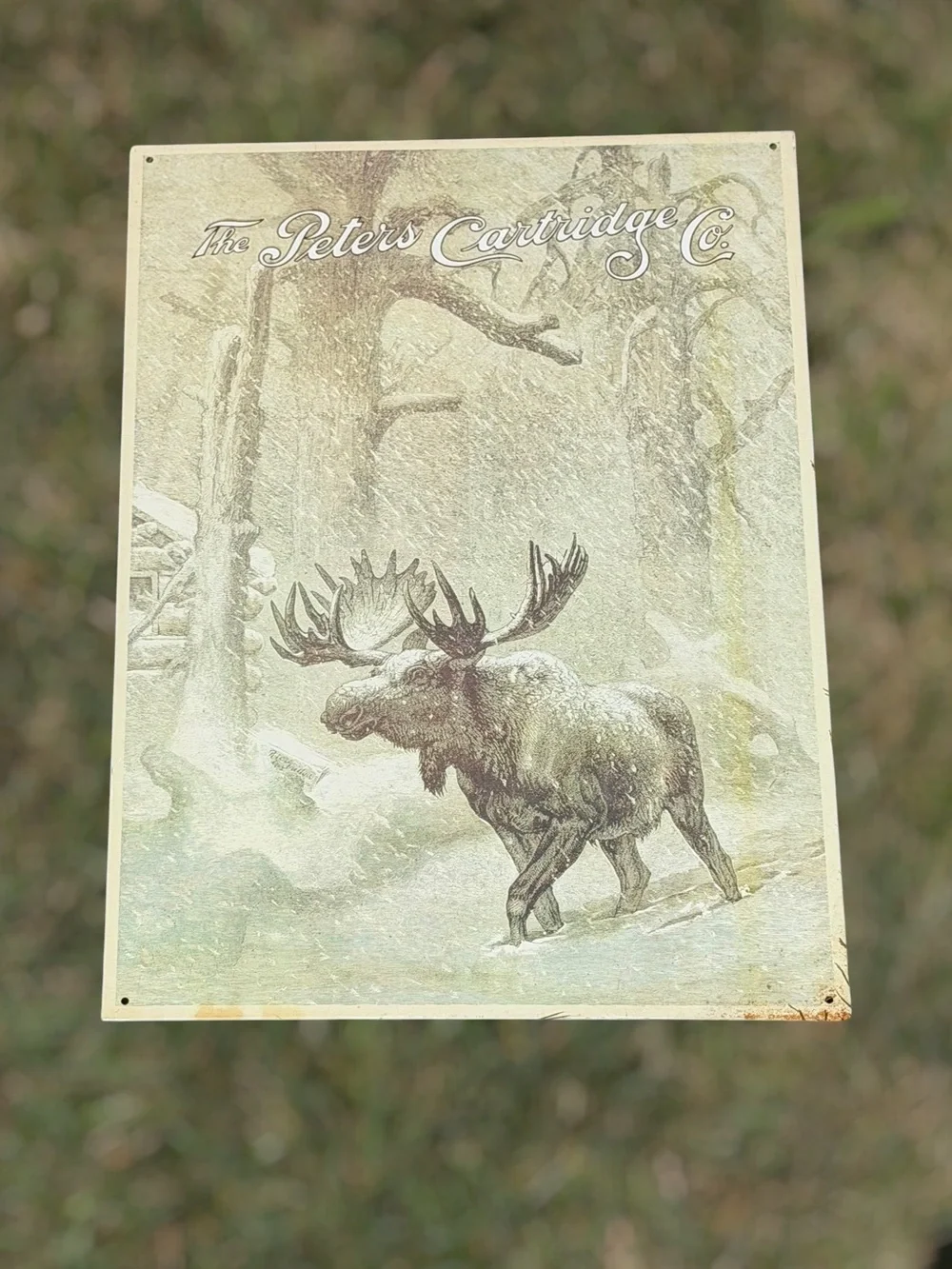 Vintage 1991 Moose Embossed Metal Wall Sign Rustic Cabin Lodge Wildlife Decor‎